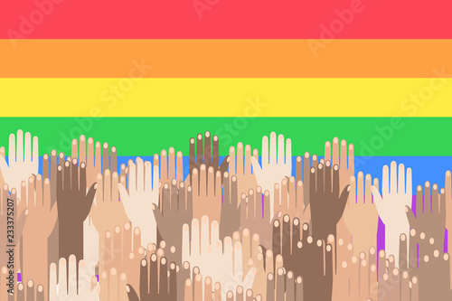 LGBT rainbow Flag. Celebrating gay people rights. Same-sex love. Pride.