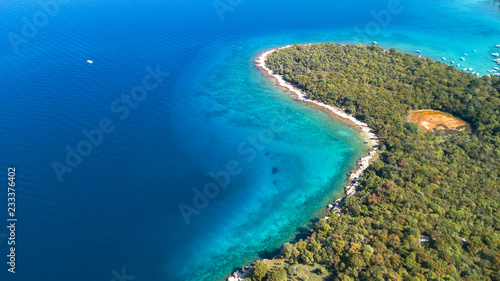Aerial view of crystal clear water off the coastline in Croatia