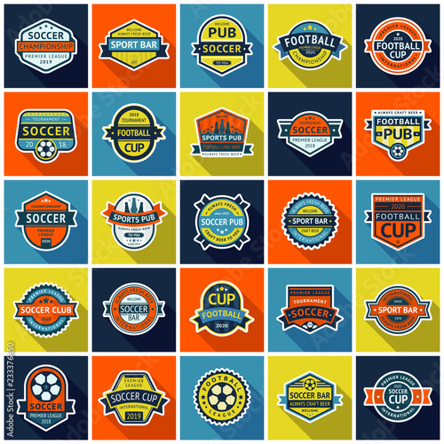 Big set, Soccer pub and Soccer cup badges