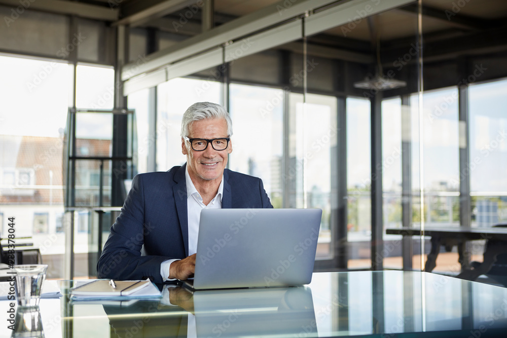 Businessman working in office, using laptop Businessman working in office, using laptop