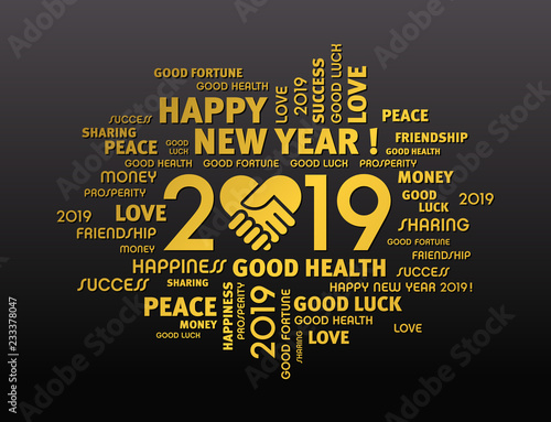 Happy New Year 2019 Greeting card for sharing