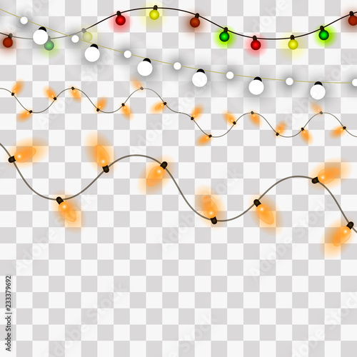 Christmas lights. Xmas and New Year greeting card elemets. Vector illustration