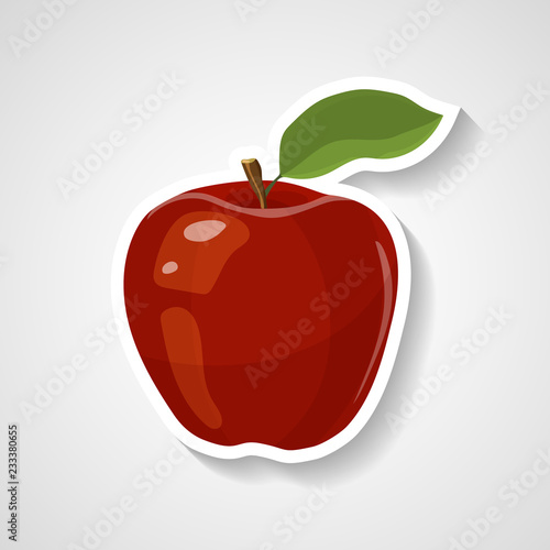 Wallpaper Mural Apple sticker vector illustration. Cartoon sticker with white contour in comics style. Torontodigital.ca