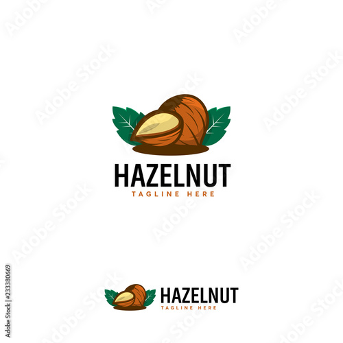 Detailed Hazelnut logo designs vector, Illustration of Hazelnut fruit template