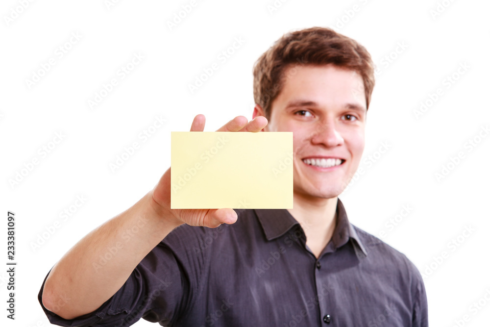 Young man with piece of paper. Young man with piece of paper.