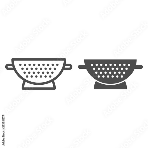 Sieve line and glyph icon. Colander vector illustration isolated on white. Sifter outline style design, designed for web and app. Eps 10.
