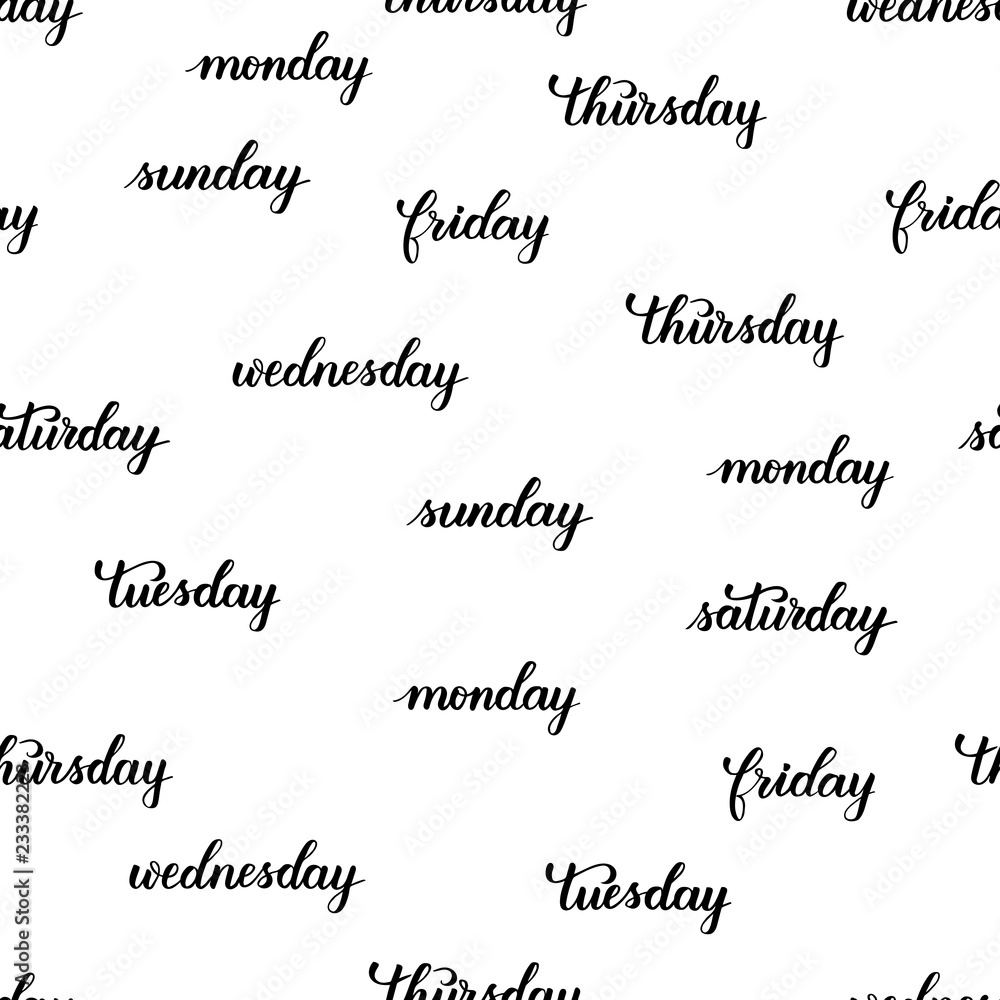 days of the week brush calligraphy