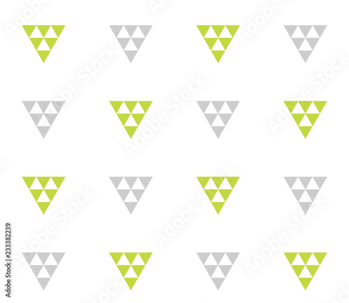 Seamless geometric pattern wth colorful triangles on white background. Seamless abstract triangle geometrical background. Infinity geometric pattern. Vector illustration.