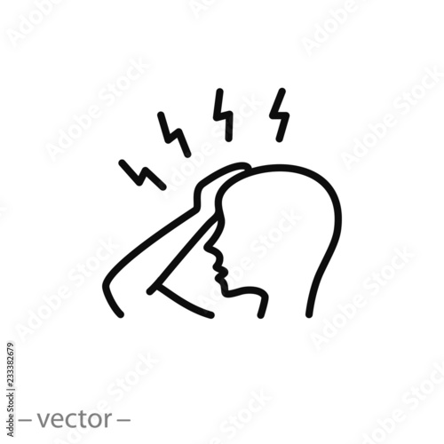 stress icon, frustrated linear sign on white background - editable vector illustration eps10