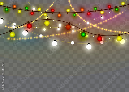 Christmas lights. Xmas and New Year greeting card elemets. Vector illustration