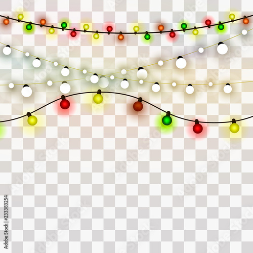 Christmas lights. Xmas and New Year greeting card elemets. Vector illustration