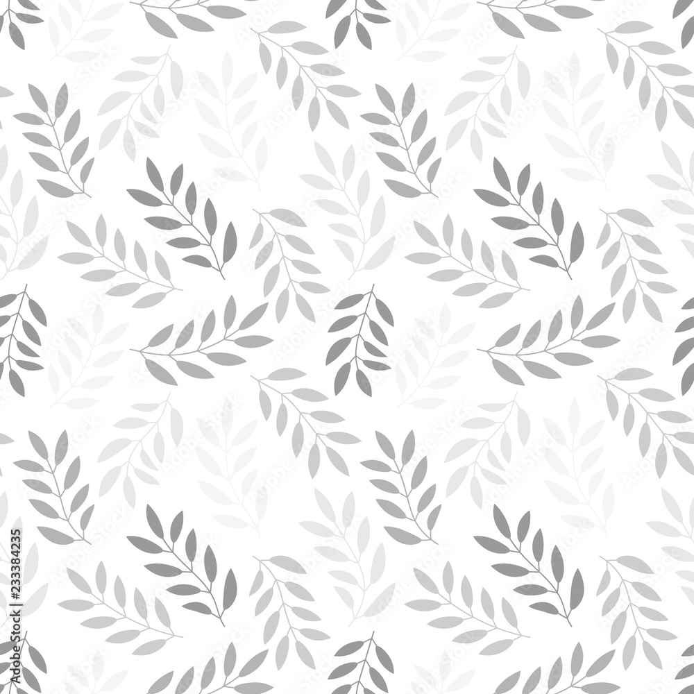 Floral seamless pattern with branches and leaves. Vector illustration.