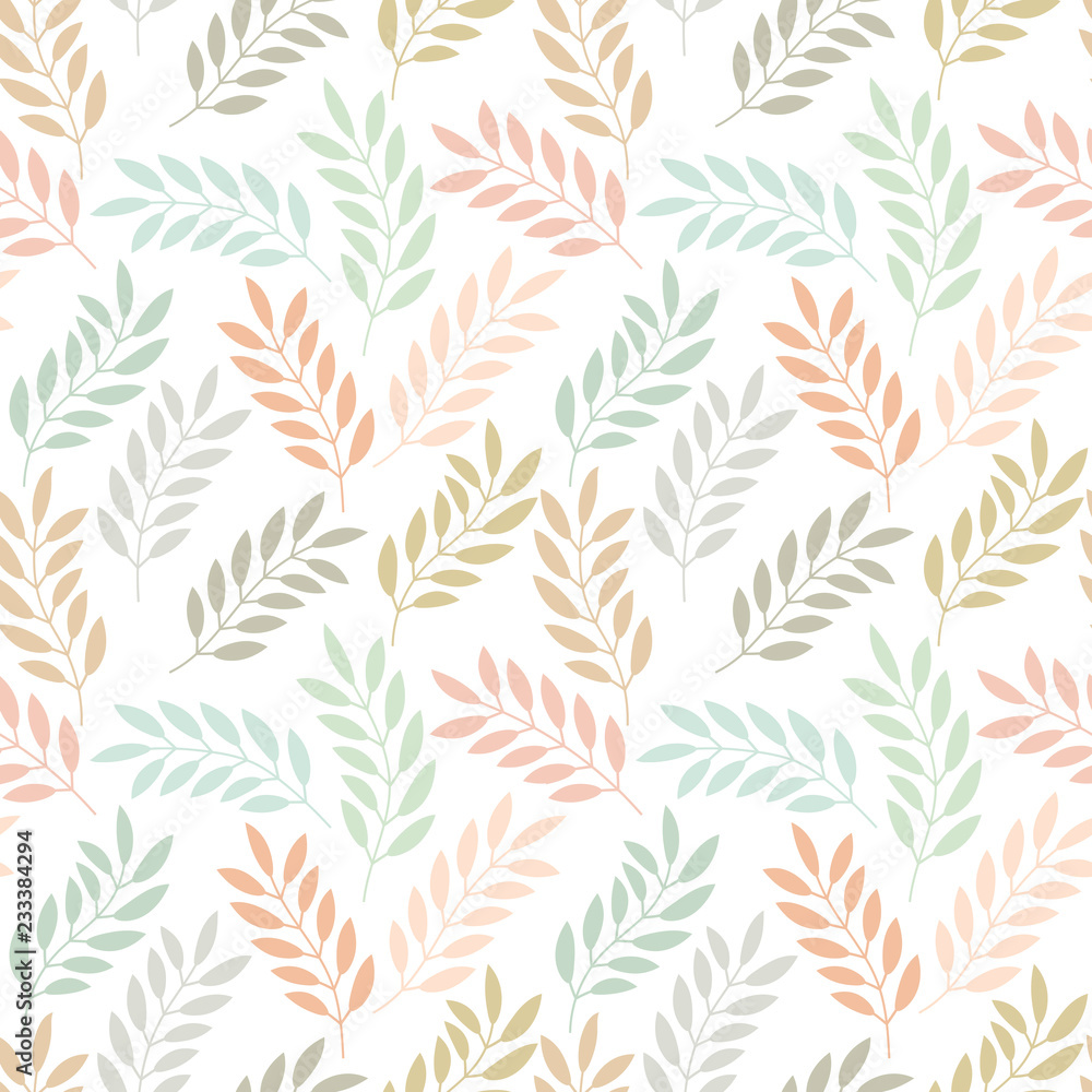 Floral seamless pattern with branches and leaves. Vector illustration. Floral seamless pattern with branches and leaves. Vector illustration.