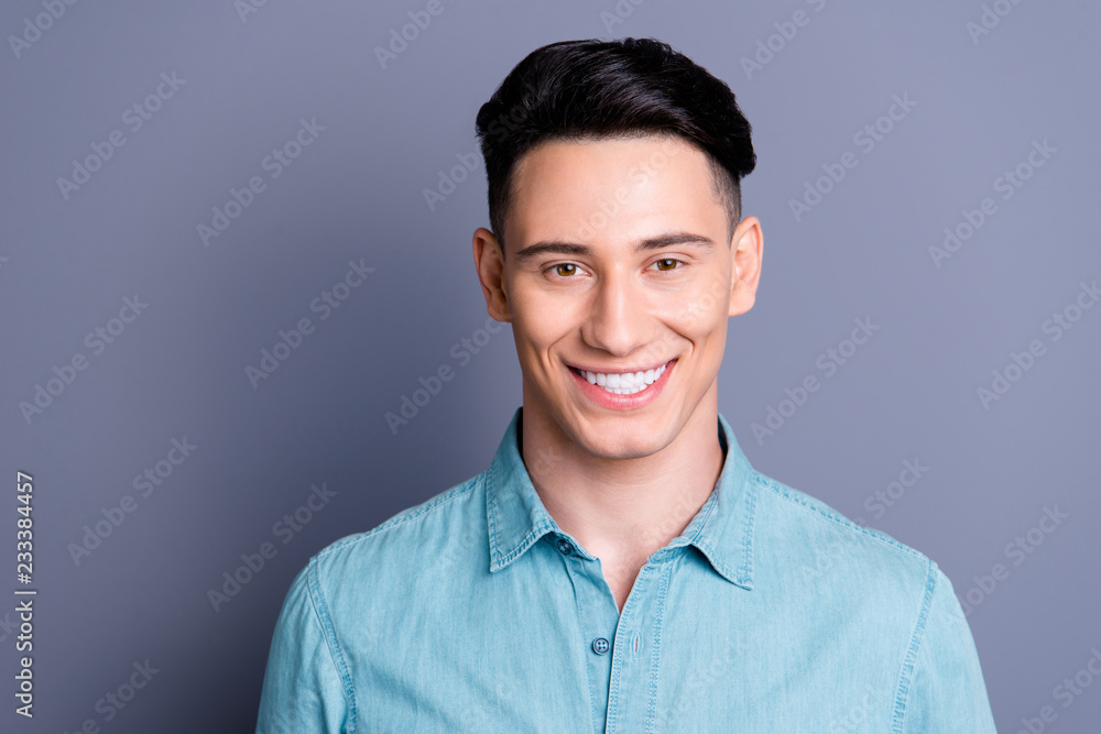 Close-up portrait of nice cute cheerful cheery positive attracti Close-up portrait of nice cute cheerful cheery positive attracti