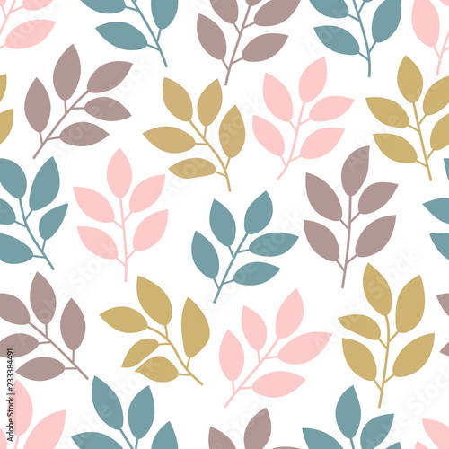 Wallpaper Mural Floral seamless pattern with branches and leaves. Vector illustration. Torontodigital.ca