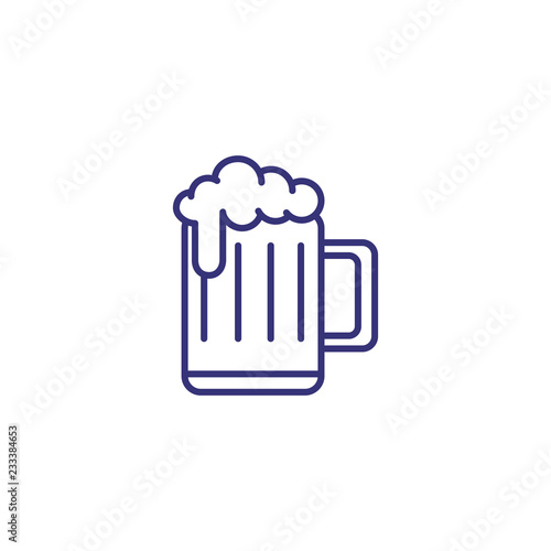 Beer mug line icon. Beverage, pub, ale. Alcohol concept. Vector illustration can be used for topics like Oktoberfest, party, bar