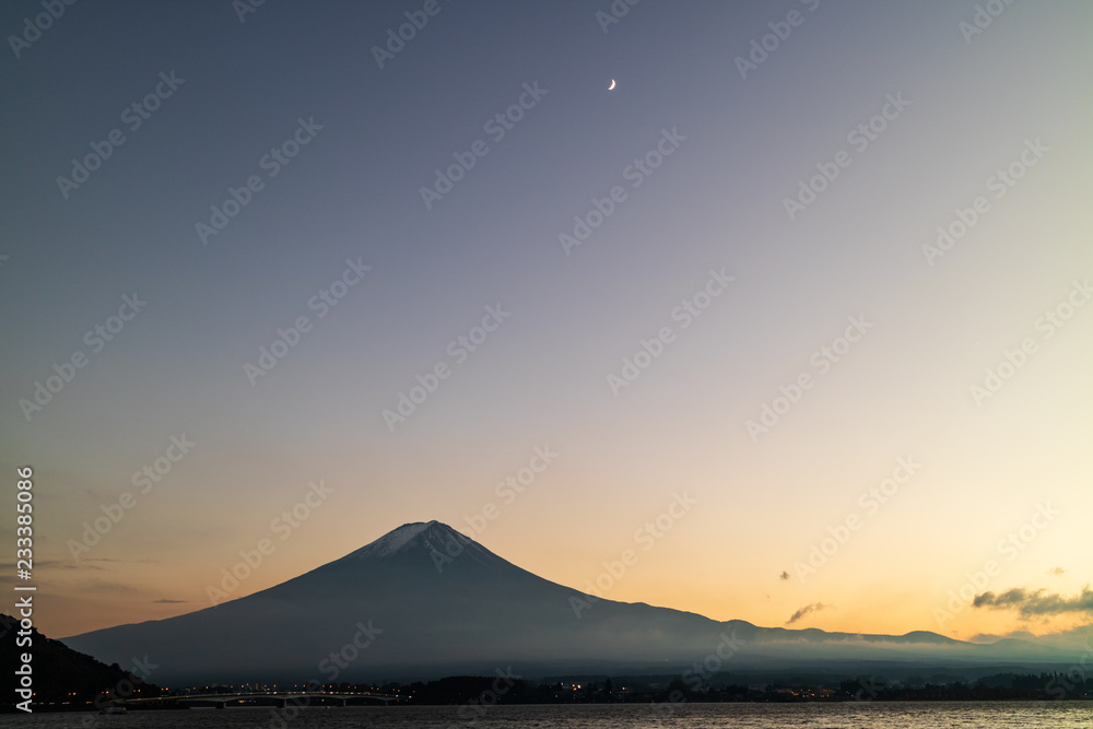 The Majestic Mt. Fuji in Japan just before sunset