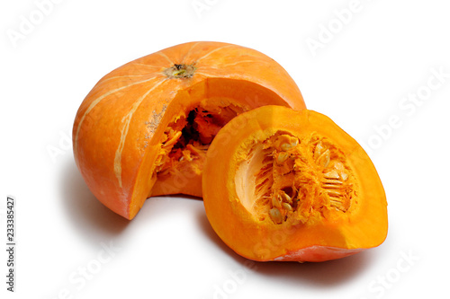 cut pumpkin on white background