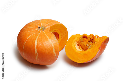 cut pumpkin on white background