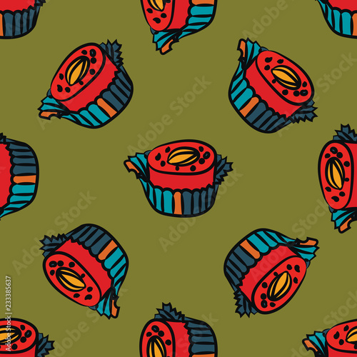 Candy seamless pattern. Endless comfit background. Vector illustration.