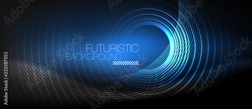 Dark abstract background with glowing neon circles