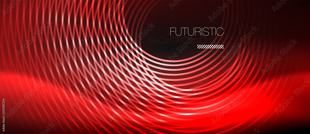 Dark abstract background with glowing neon circles Dark abstract background with glowing neon circles
