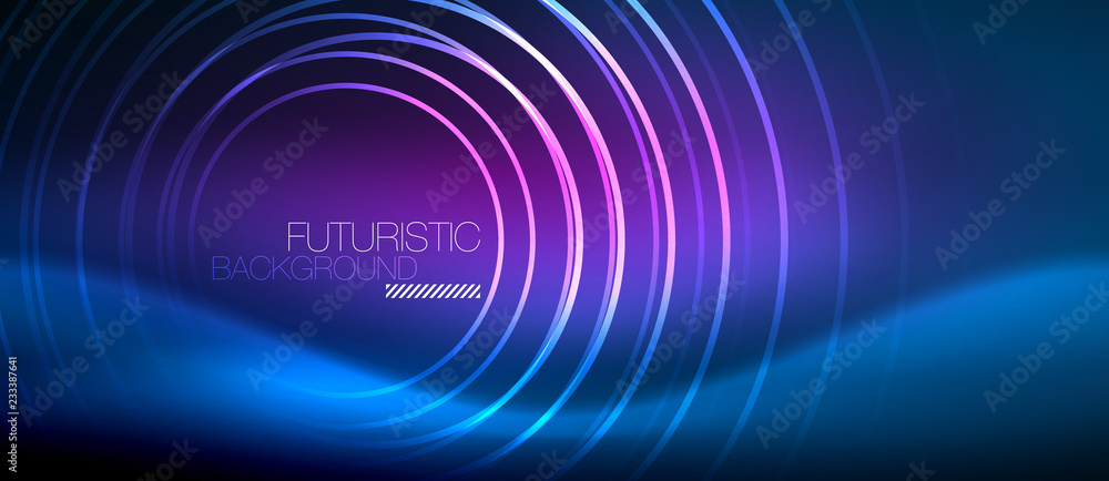 Neon glowing circles background Neon glowing circles background