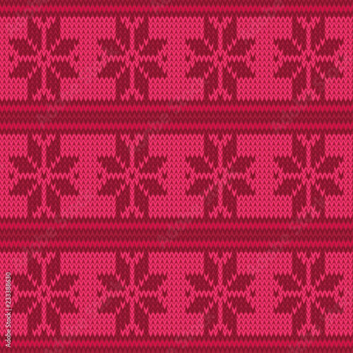Vector red and green Faire Isle seamless pattern background