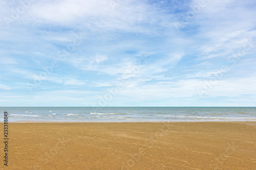 blue sky and the sea sandy beach on beach Asia Thailand.  