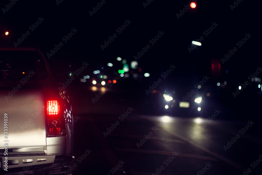 Cars on the road at night stop by traffic jam and light control. Cars on the road at night stop by traffic jam and light control.