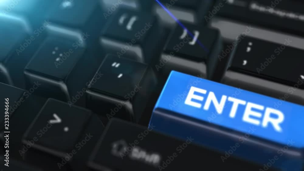 Animation close up computer keyboard with Enter Button Animation close up computer keyboard with Enter Button