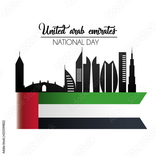 uae flag with building to national day celebration