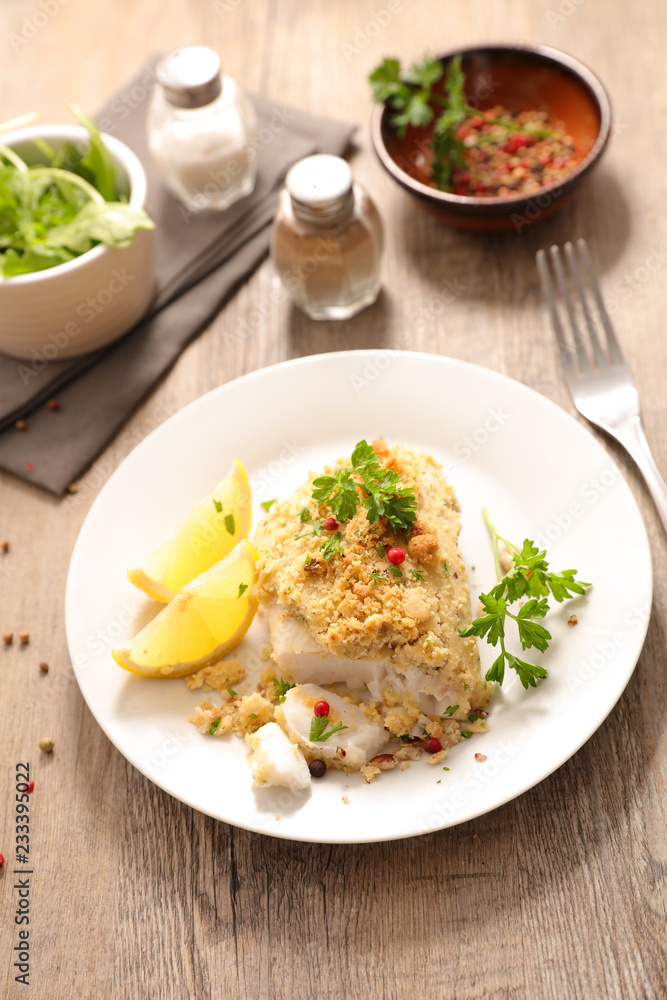 fish fillet and hazelnut breaded fish fillet and hazelnut breaded