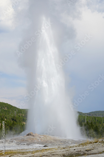 Eruption of the Old Faithful Geyser in Yellowstone National Park, Wyoming, United States