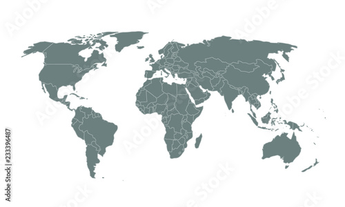Światowa mapa odizolowywająca na białym tle, wektor