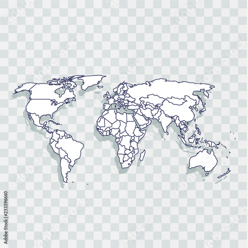 World map on a transparent background, vector