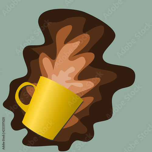 coffee falls out of the coffee cup like paper cut .