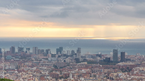 Panorama of Barcelona timelapse, Spain, viewed from the Bunkers of Carmel © neiezhmakov