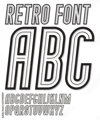 Set of vector narrow retro old upper case alphabet English alphabet letters  for use as retro poster design elements.