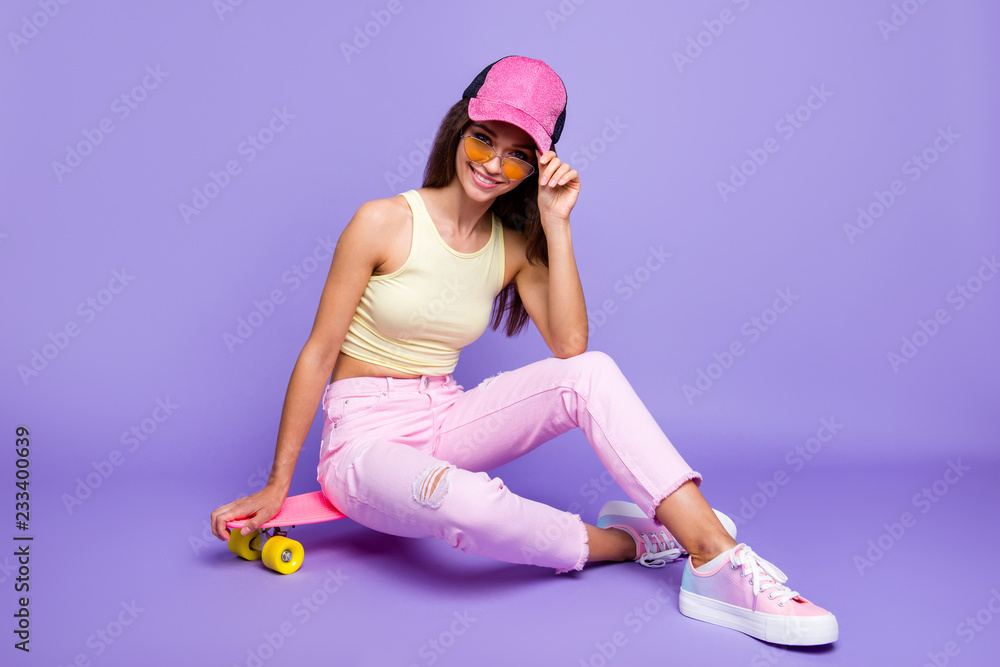 Fototapeta premium Portrait of nice cute sweet adorable charming attractive sportiv