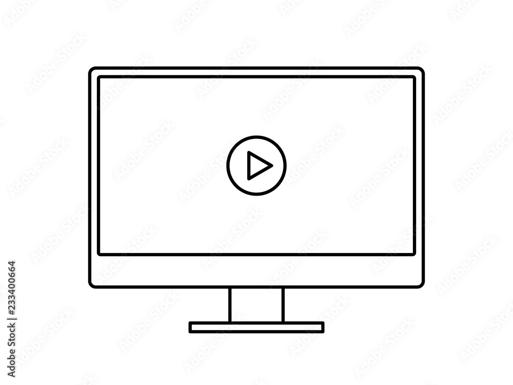 video player icon on the monitor vector illustration video player icon on the monitor vector illustration