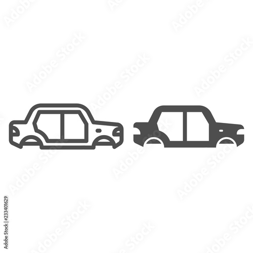 Car body line and glyph icon. Car body vector illustration isolated on white. Auto body outline style design, designed for web and app. Eps 10.