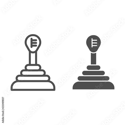 Transmission line and glyph icon. Gear shift vector illustration isolated on white. Car gearbox outline style design, designed for web and app. Eps 10.