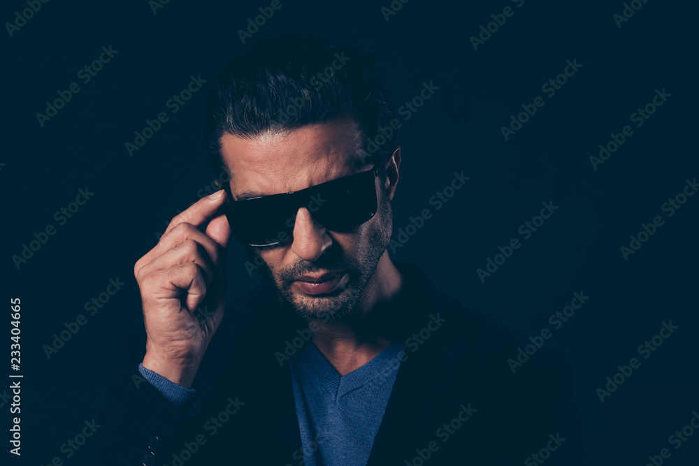 Obraz premium Close-up portrait of nice lovely content handsome attractive bea