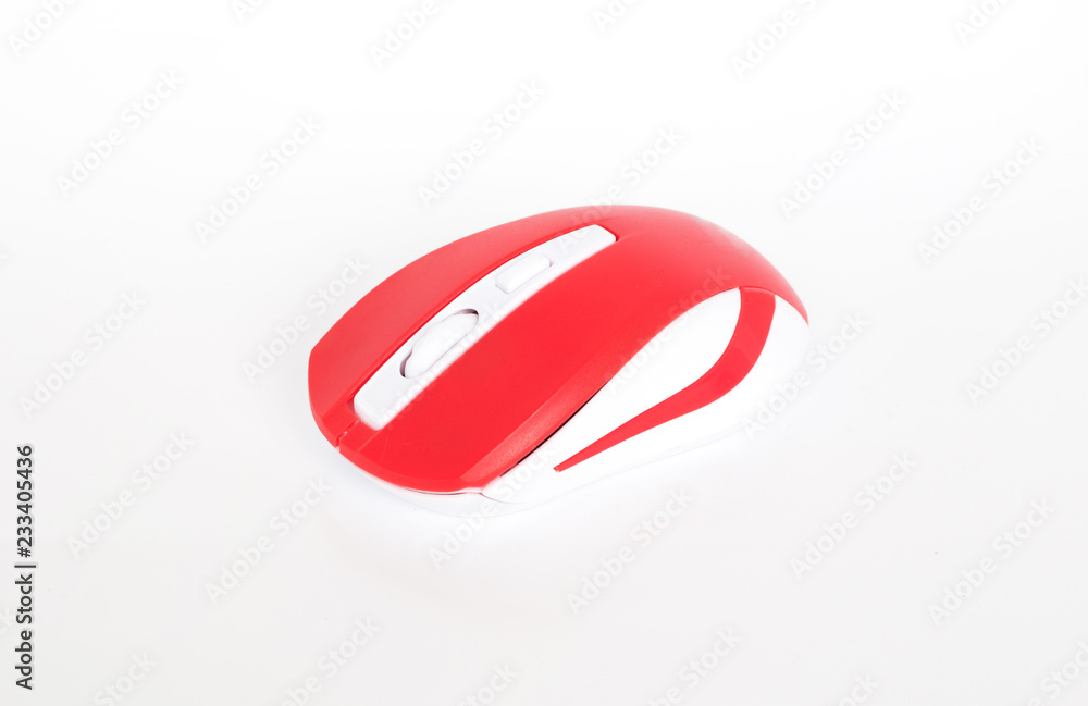Red color of computer mouse on white background Red color of computer mouse on white background