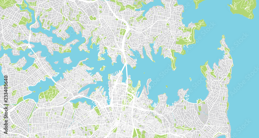 Naklejka premium Mapa miasta miejskiego wektor Sydney, Australia