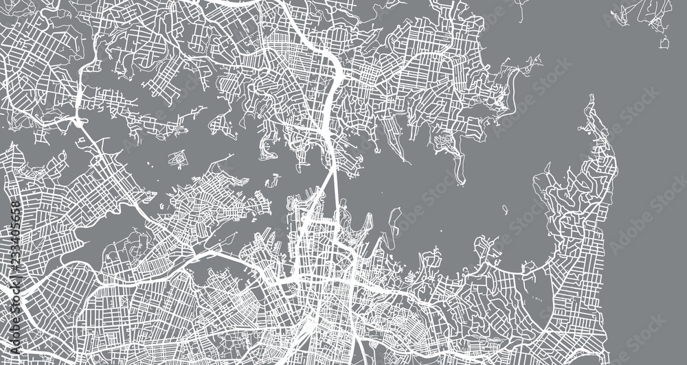 Naklejka premium Mapa miasta wektor miejski z Sydney, Australia
