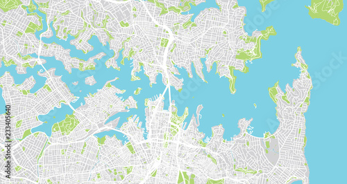 Obraz na płótnie Urban vector city map of Sydney, Australia