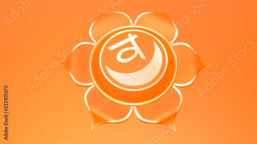 Foto Orange Sacral Chakra Svadhistana symbol concept of Hinduism, Buddhism, Ayurveda