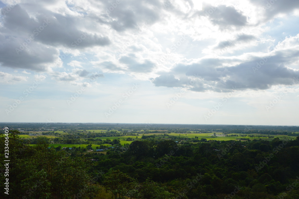 landscape from hill on Khao Lon mountain in Thailand
